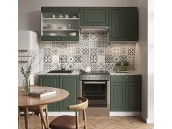 Mueble de cocina verde-dorado casa de campo/blanco 200x60x81.6 fame-line
