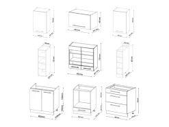 Mueble de cocina verde-dorado casa de campo/antracita 235x60x81.6 fame-line