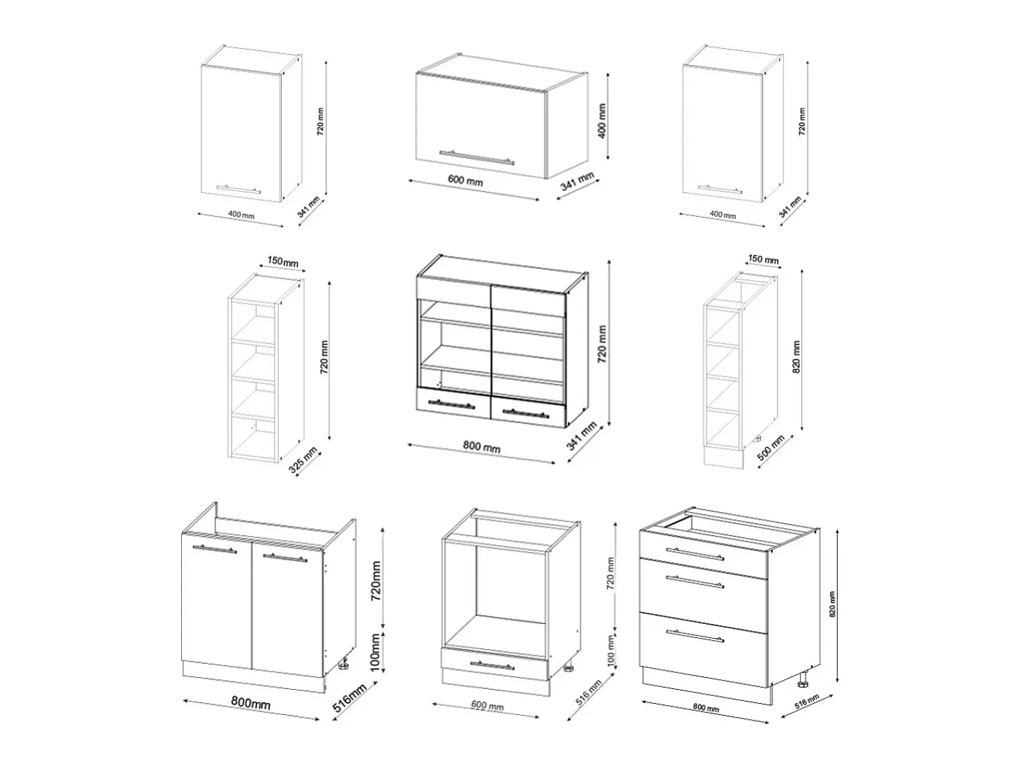 Mueble de cocina verde-dorado casa de campo/blanco 235x46x81.6 fame-line
