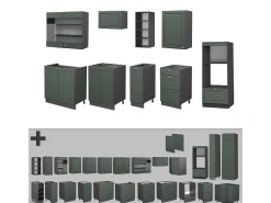 Mueble de cocina verde-dorado casa de campo/antracita 280x60x81.6 fame-line