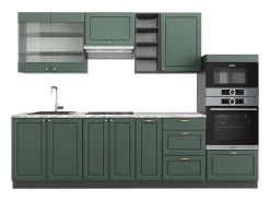 Mueble de cocina verde-dorado casa de campo/antracita 280x60x81.6 fame-line