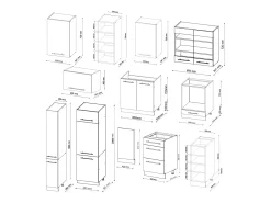 Mueble de cocina verde-dorado casa de campo/antracita 355x46x81.6 fame-line