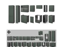 Mueble de cocina verde-dorado casa de campo/antracita 355x46x81.6 fame-line