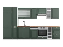 Mueble de cocina verde-dorado casa de campo/blanco 355x60x81.6 fame-line