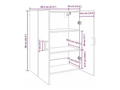 Mueble de pared negro 69,5 x 34 x 90 cm Madera de ingeniería