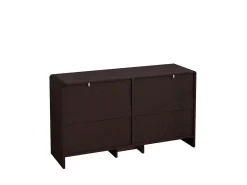 Mueble esquinero de ratán con 6 cajones, madera maciza, color marrón rojizo (130 x 40 x 74 cm)