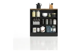 Mueble estantería de cocina Sole con 3 estantes en color antracita mate y roble 90x90x25 cm