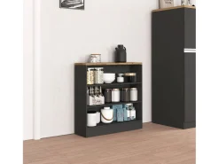 Mueble estantería de cocina Sole con 3 estantes en color antracita mate y roble 90x90x25 cm