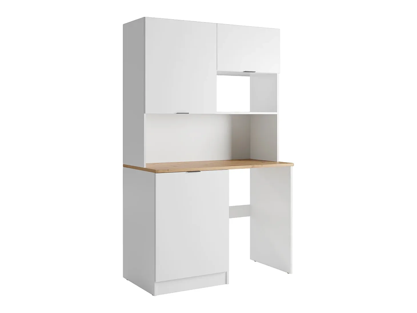 Mueble multifunción - Con encimera de 120 cm - Blanco y natural - CARMEO