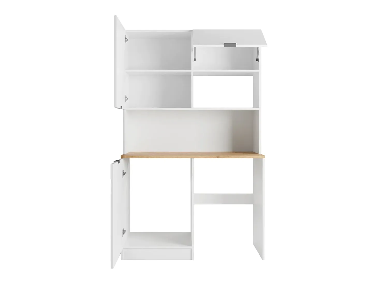 Mueble multifunción - Con encimera de 120 cm - Blanco y natural - CARMEO