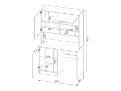 Mueble multifunción - Con encimera de 120 cm - Blanco y natural - CARMEO