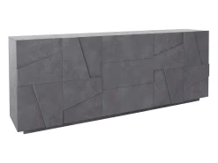 Mueble salón aparador diseño 4 puertas 3 cajones 220 cm pizarra Ping Wide