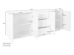 Mueble salón aparador diseño 4 puertas 3 cajones 220 cm pizarra Ping Wide
