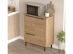 Mueble versátil aparador para cocina o zapatero con 3 puertas de madera de 75x36x90 cm Thaon - Natural