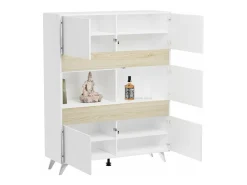 Mueble Vitrina para Salón o Comedor, Mueble de salón, Aparador cocina, Color Roble y Blanco, Medidas: 120 cm (Ancho) x 150 cm (Alto) x 40 cm (Fondo)