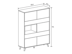 Mueble Vitrina para Salón o Comedor, Mueble de salón, Aparador cocina, Color Mauvella-rayas, Medidas: 120 cm (Ancho) x 156 cm (Alto) x 40 cm (Fondo).