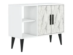 Mueble zapatero blanco moderno para recibidor y salón 90x35x70cm Arizona - Efecto mármol blanco