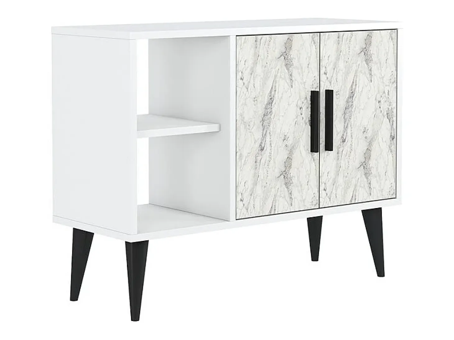 Mueble zapatero blanco moderno para recibidor y salón 90x35x70cm Arizona - Efecto mármol blanco