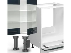 Muebles de cocina azul oscuro alto brillo/blanco 300x46x81.6 fame-line