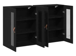 Muebles de pared de 2 piezas en roble negro, 69,5 x 34 x 90 cm, fabricados en madera reconstituida.