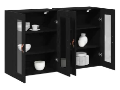 Muebles de pared de 2 piezas en roble negro, 69,5 x 34 x 90 cm, fabricados en madera reconstituida.