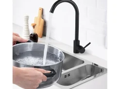 NETTLIFE Grifo de cocina Grifo de alta presión Grifo de fregadero de cocina de acero inoxidable giratorio 360°
