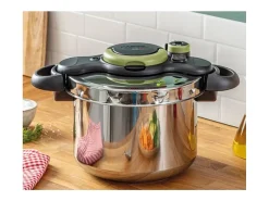 Olla a presión Seb ClipsoMinut' Easy 4 Estaciones Acero Inoxidable 7,5L con Cesta de Vapor y Apertura con Una Mano
