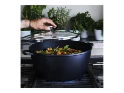 Olla de cocción lenta alta, interior de cerámica con tapa - 36 cm