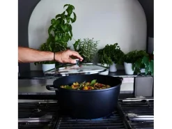 Olla de cocción lenta alta, interior de cerámica con tapa - 36 cm