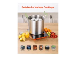 Olla para Conservas SucceBuy 19,86 L con Soporte, de Acero Inoxidable para Baño María con Doble Asa y Tapa de Vidrio, Adecuada para Todos
