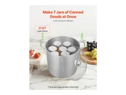 Olla para Conservas SucceBuy 19,86 L con Soporte, de Acero Inoxidable para Baño María con Doble Asa y Tapa de Vidrio, Adecuada para Todos