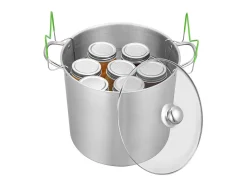 Olla para Conservas SucceBuy 19,86 L con Soporte, de Acero Inoxidable para Baño María con Doble Asa y Tapa de Vidrio, Adecuada para Todos