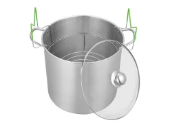 Olla para Conservas SucceBuy 19,86 L con Soporte, de Acero Inoxidable para Baño María con Doble Asa y Tapa de Vidrio, Adecuada para Todos