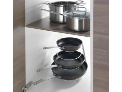 Organizador de sartenes Canyon Sarteneiro de 4 niveles de Métaltex, Acabado Polytherm® Gris 23x27x23 cm