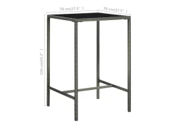 Orren Mesa alta de jardín ratán sintético y vidrio gris 70x70x110 cm