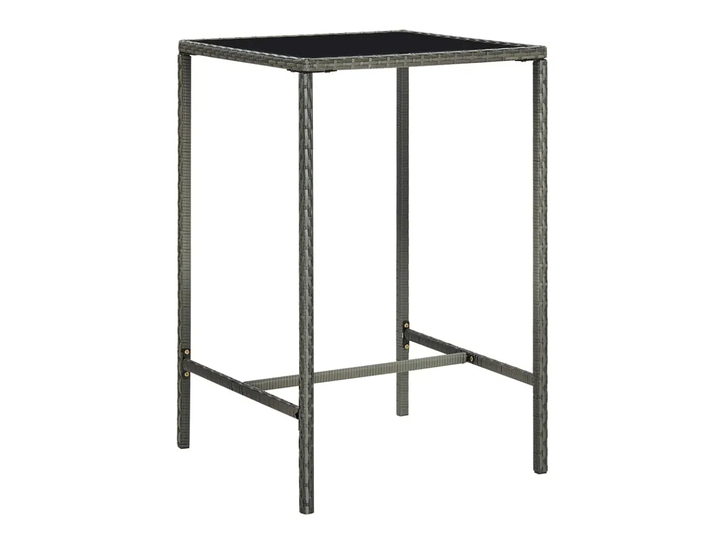 Orren Mesa alta de jardín ratán sintético y vidrio gris 70x70x110 cm