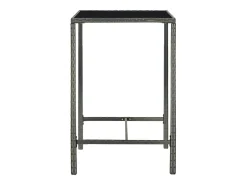 Orren Mesa alta de jardín ratán sintético y vidrio gris 70x70x110 cm