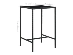Orren Mesa alta de jardín ratán sintético y vidrio negro 70x70x110 cm