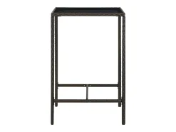 Orren Mesa alta de jardín ratán sintético y vidrio marrón 70x70x110 cm
