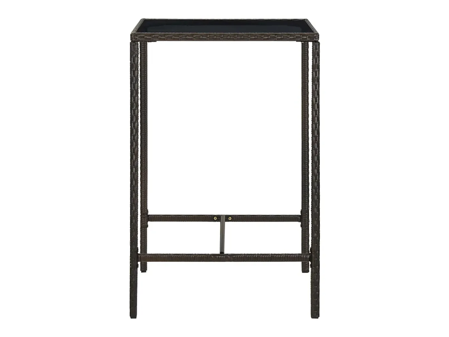 Orren Mesa alta de jardín ratán sintético y vidrio marrón 70x70x110 cm
