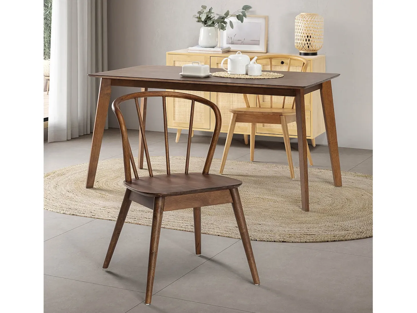 Pack 2 sillas Brisa Color Nogal, Madera Maciza
