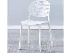 Pack 5 Sillas Cocina Color Blanco de plastico Polipropileno, Silla de Exterior, Silla de Comedor Medidas: 40 cm (Ancho) x 55 cm (Largo) x 80 cm (Alto)