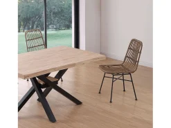 Pack 2 Sillas Comedor Thai Industrial Marrón/Negro Rattán 44x84x47 cm
