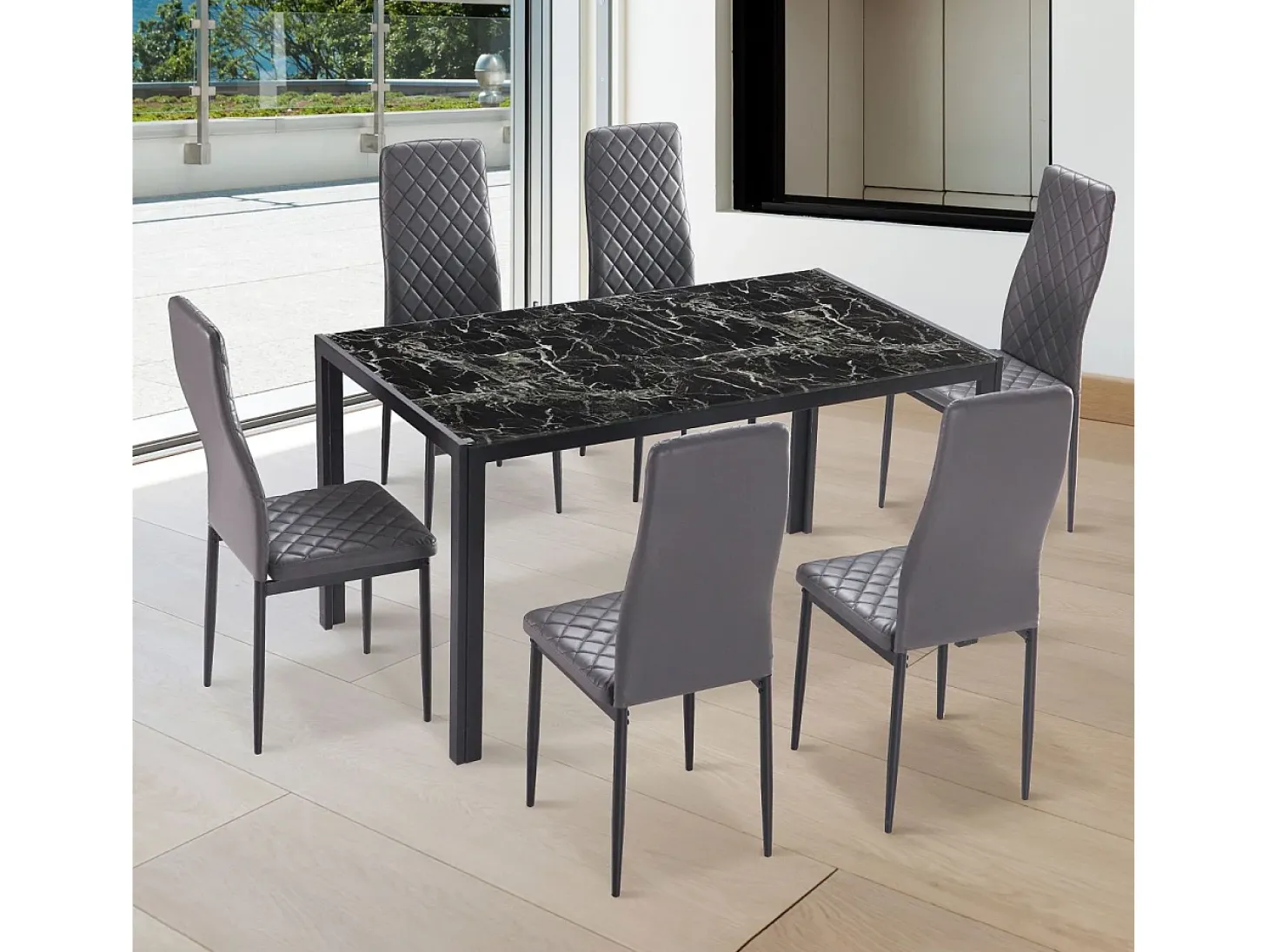 Pack 6 sillas de comedor Lacey Tejido Gris