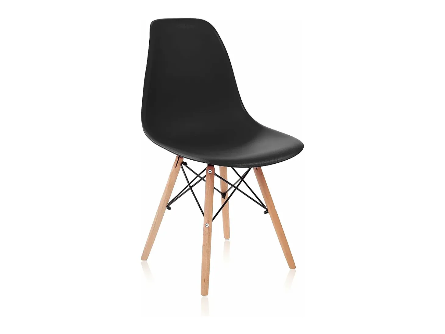 Pack 4 Sillas de Comedor, Sillas Cocinas, Acabado en Negro y Madera, Medidas: 45 cm (Ancho) x 53 cm (Largo) x 83 cm (Alto)