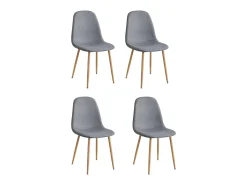 Pack 4 Sillas James Acero Polipiel Asiento tapizado Poliést. Gris