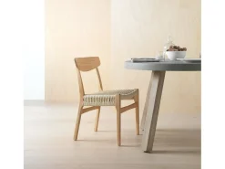 pack 4 sillas madera de hevea con asiento trenzado