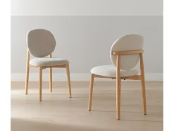 Pack 4 sillas madera de roble tapizado en blanco