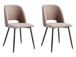 Pack 2 sillas Mos Moderno Beige Tapizadas Patas Metálicas Negro 58x86x50 cm