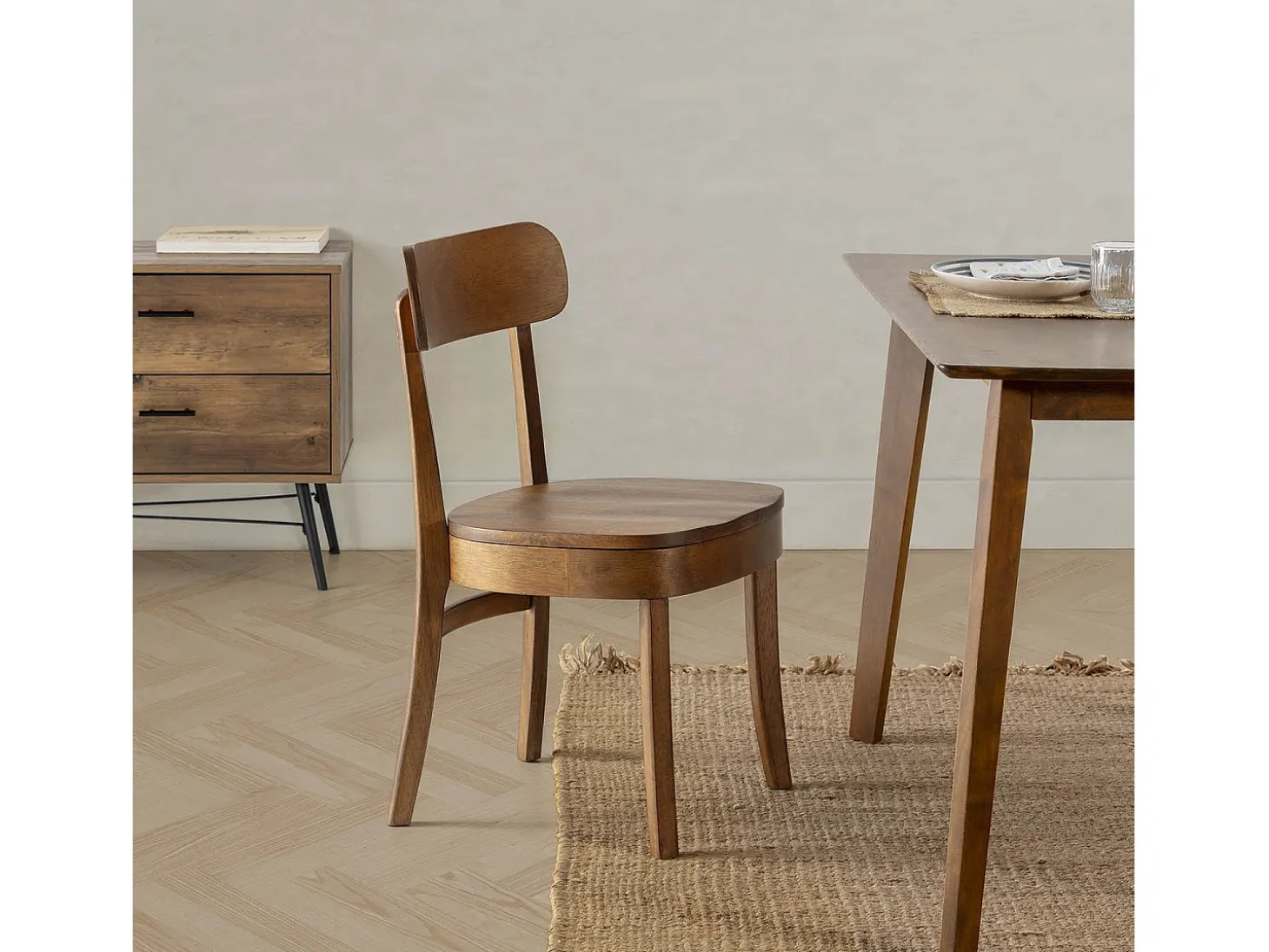 Pack 2 sillas Nala Color Nogal, Madera Maciza